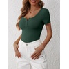 image:imageANRABESS Womens Short Sleeve Henley Shirts 2026 Summer Slim Fit Work TopsForest Green