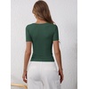 image:imageANRABESS Womens Short Sleeve Henley Shirts 2026 Summer Slim Fit Work TopsForest Green