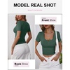 image:imageANRABESS Womens Short Sleeve Henley Shirts 2026 Summer Slim Fit Work TopsForest Green