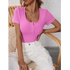 image:imageANRABESS Womens Short Sleeve Henley Shirts 2026 Summer Slim Fit Work TopsHot Pink