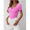 image:imageANRABESS Womens Short Sleeve Henley Shirts 2026 Summer Slim Fit Work TopsHot Pink