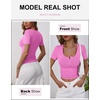 image:imageANRABESS Womens Short Sleeve Henley Shirts 2026 Summer Slim Fit Work TopsHot Pink