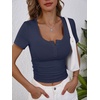 image:imageANRABESS Womens Short Sleeve Henley Shirts 2026 Summer Slim Fit Work TopsNavy Blue