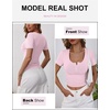 image:imageANRABESS Womens Short Sleeve Henley Shirts 2026 Summer Slim Fit Work TopsPink