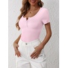 image:imageANRABESS Womens Short Sleeve Henley Shirts 2026 Summer Slim Fit Work TopsPink