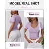 image:imageANRABESS Womens Short Sleeve Henley Shirts 2026 Summer Slim Fit Work TopsPurple