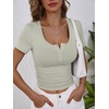 image:imageANRABESS Womens Short Sleeve Henley Shirts 2026 Summer Slim Fit Work TopsSage Green