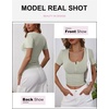 image:imageANRABESS Womens Short Sleeve Henley Shirts 2026 Summer Slim Fit Work TopsSage Green