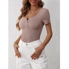 image:imageANRABESS Womens Short Sleeve Henley Shirts 2026 Summer Slim Fit Work TopsTaupe