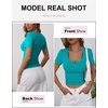 image:imageANRABESS Womens Short Sleeve Henley Shirts 2026 Summer Slim Fit Work TopsTeal