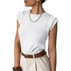 image:imageANRABESS Business Casual Tops for Women Cap Sleeve Work Wrinkle Free ShirtsWhite