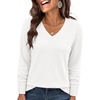 image:imageANRABESS Long Sleeve Shirts for Women V Neck Waffle Knit TopsWhite