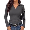 image:imageANRABESS Women Long Sleeve Polo Shirts Business Casual Top Fall OutfitsDark Grey