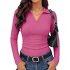 image:imageANRABESS Women Long Sleeve Polo Shirts Business Casual Top Fall OutfitsHot Pink