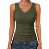 image:imageANRABESS Womens Ribbed Fitted VNeck Tank TopsArmy Green