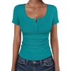 image:imageANRABESS Womens Short Sleeve Henley Shirts 2026 Summer Slim Fit Work TopsTeal