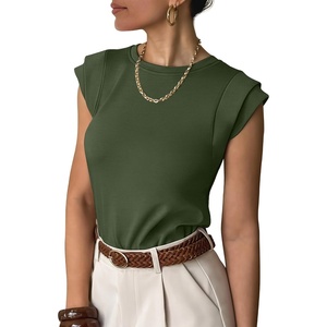 image:imageANRABESS Business Casual Tops for Women Cap Sleeve Work Wrinkle Free ShirtsArmy Green