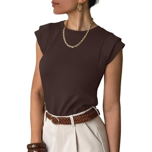 image:imageANRABESS Business Casual Tops for Women Cap Sleeve Work Wrinkle Free ShirtsDark Coffee