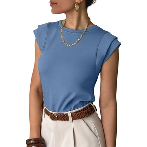 image:imageANRABESS Business Casual Tops for Women Cap Sleeve Work Wrinkle Free ShirtsDeep Blue