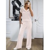 image:imageANRABESS Women 2 Piece Outfits Summer Lounge Sets Crochet Knit Sweater Vest Wide Leg Pants Casual Beach Vacation ClothesBeige