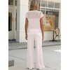 image:imageANRABESS Women 2 Piece Outfits Summer Lounge Sets Crochet Knit Sweater Vest Wide Leg Pants Casual Beach Vacation ClothesBeige