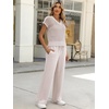 image:imageANRABESS Women 2 Piece Outfits Summer Lounge Sets Crochet Knit Sweater Vest Wide Leg Pants Casual Beach Vacation ClothesBeige