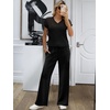 image:imageANRABESS Women 2 Piece Outfits Summer Lounge Sets Crochet Knit Sweater Vest Wide Leg Pants Casual Beach Vacation ClothesBlack