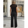 image:imageANRABESS Women 2 Piece Outfits Summer Lounge Sets Crochet Knit Sweater Vest Wide Leg Pants Casual Beach Vacation ClothesBlack