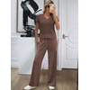 image:imageANRABESS Women 2 Piece Outfits Summer Lounge Sets Crochet Knit Sweater Vest Wide Leg Pants Casual Beach Vacation ClothesBrown
