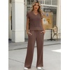 image:imageANRABESS Women 2 Piece Outfits Summer Lounge Sets Crochet Knit Sweater Vest Wide Leg Pants Casual Beach Vacation ClothesBrown