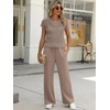image:imageANRABESS Women 2 Piece Outfits Summer Lounge Sets Crochet Knit Sweater Vest Wide Leg Pants Casual Beach Vacation ClothesLight Brown