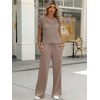 image:imageANRABESS Women 2 Piece Outfits Summer Lounge Sets Crochet Knit Sweater Vest Wide Leg Pants Casual Beach Vacation ClothesLight Brown