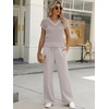 image:imageANRABESS Women 2 Piece Outfits Summer Lounge Sets Crochet Knit Sweater Vest Wide Leg Pants Casual Beach Vacation ClothesLight Khaki