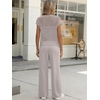 image:imageANRABESS Women 2 Piece Outfits Summer Lounge Sets Crochet Knit Sweater Vest Wide Leg Pants Casual Beach Vacation ClothesLight Khaki