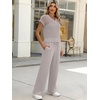 image:imageANRABESS Women 2 Piece Outfits Summer Lounge Sets Crochet Knit Sweater Vest Wide Leg Pants Casual Beach Vacation ClothesLight Khaki