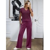 image:imageANRABESS Women 2 Piece Outfits Summer Lounge Sets Crochet Knit Sweater Vest Wide Leg Pants Casual Beach Vacation ClothesPurple Red