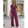 image:imageANRABESS Women 2 Piece Outfits Summer Lounge Sets Crochet Knit Sweater Vest Wide Leg Pants Casual Beach Vacation ClothesPurple Red