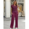 image:imageANRABESS Women 2 Piece Outfits Summer Lounge Sets Crochet Knit Sweater Vest Wide Leg Pants Casual Beach Vacation ClothesPurple Red