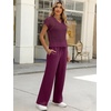 image:imageANRABESS Women 2 Piece Outfits Summer Lounge Sets Crochet Knit Sweater Vest Wide Leg Pants Casual Beach Vacation ClothesPurple Red