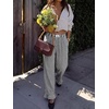 image:imageANRABESS Womens Gingham Striped Ruffle Hem PantsBlack White Stripe