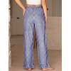 image:imageANRABESS Womens Gingham Striped Ruffle Hem PantsBlue White Plaid