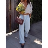 image:imageANRABESS Womens Gingham Striped Ruffle Hem PantsBlue White Stripe