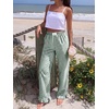 image:imageANRABESS Womens Gingham Striped Ruffle Hem PantsDeep Green White Plaid