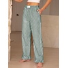 image:imageANRABESS Womens Gingham Striped Ruffle Hem PantsDeep Green White Plaid