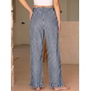 image:imageANRABESS Womens Gingham Striped Ruffle Hem PantsNavy Blue White Plaid