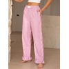 image:imageANRABESS Womens Gingham Striped Ruffle Hem PantsPink White Plaid