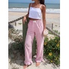 image:imageANRABESS Womens Gingham Striped Ruffle Hem PantsPink White Plaid