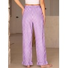 image:imageANRABESS Womens Gingham Striped Ruffle Hem PantsPurple White Plaid