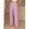 image:imageANRABESS Womens Gingham Striped Ruffle Hem PantsRed White Stripe