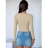 image:imageANRABESS Womens Long Sleeve Bodysuits TopAlmond